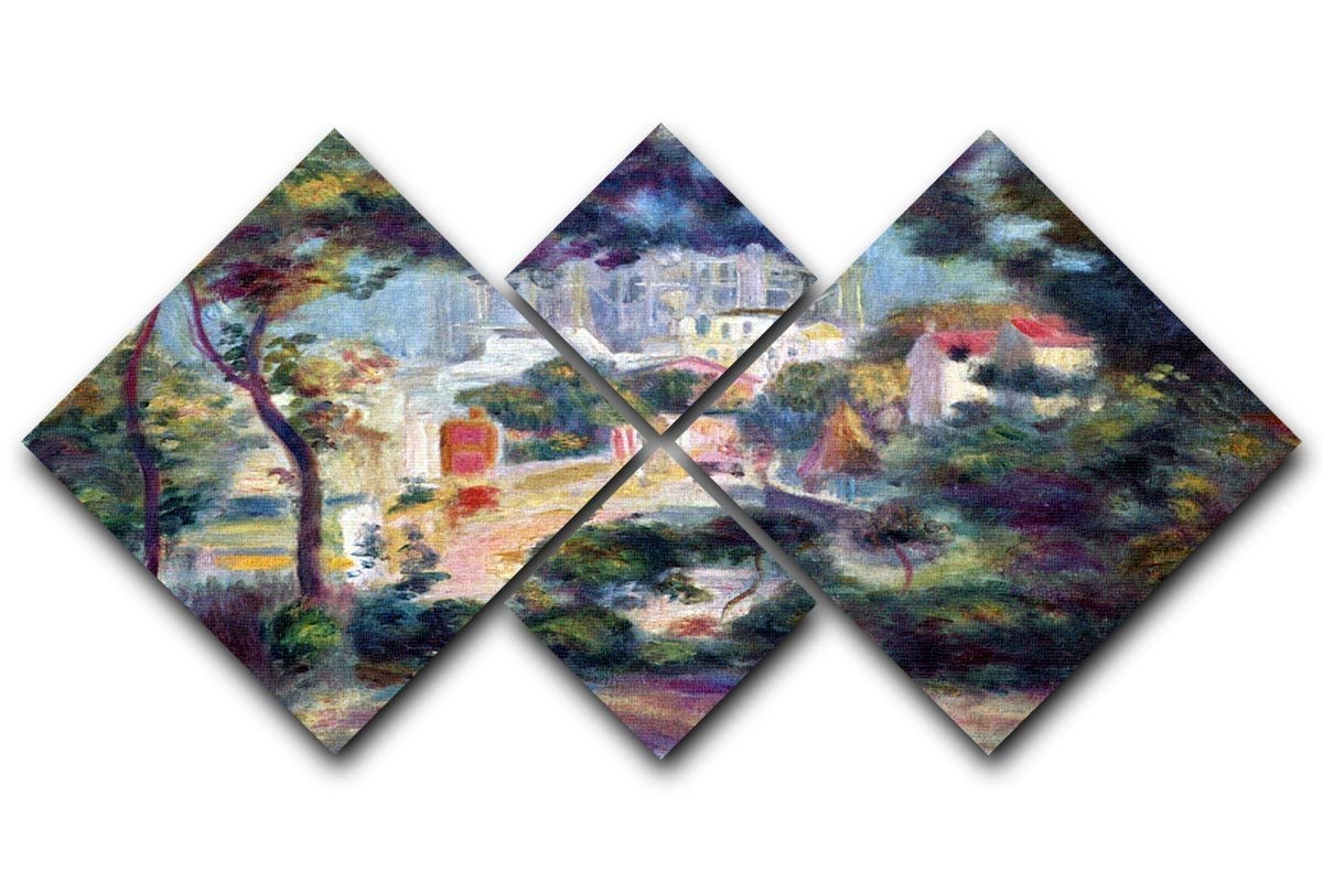 Landscape with a view of the Sacred Heart by Renoir 4 Square Multi Panel Canvas  - Canvas Art Rocks - 1
