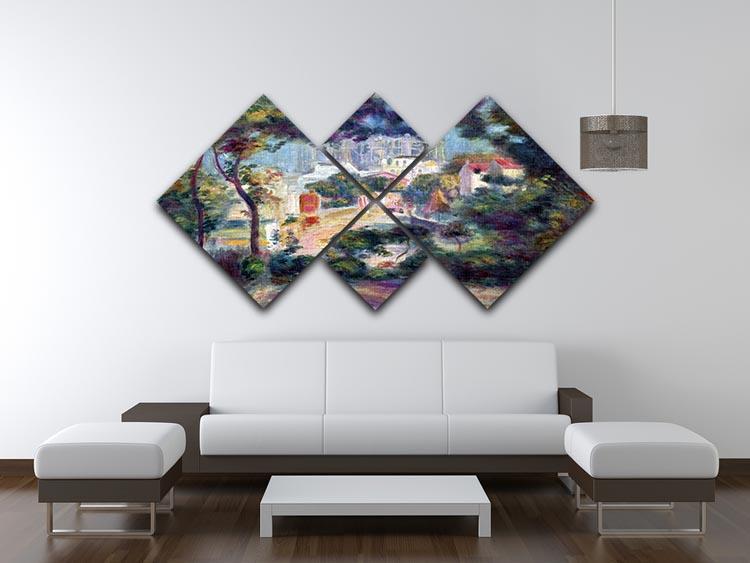 Landscape with a view of the Sacred Heart by Renoir 4 Square Multi Panel Canvas - Canvas Art Rocks - 3