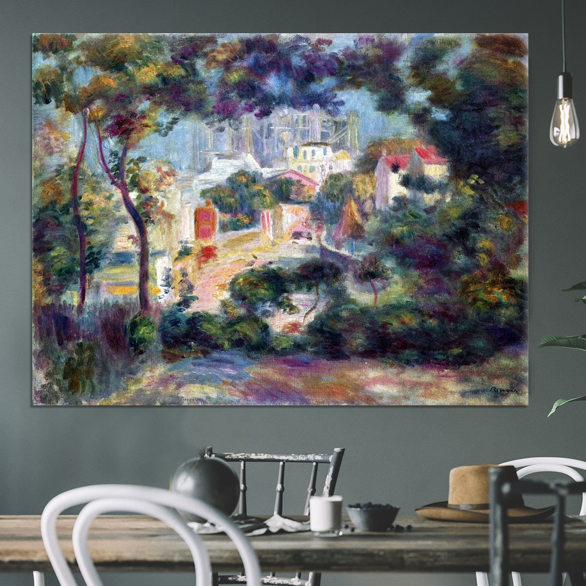 Landscape with a view of the Sacred Heart by Renoir Canvas Print or Poster