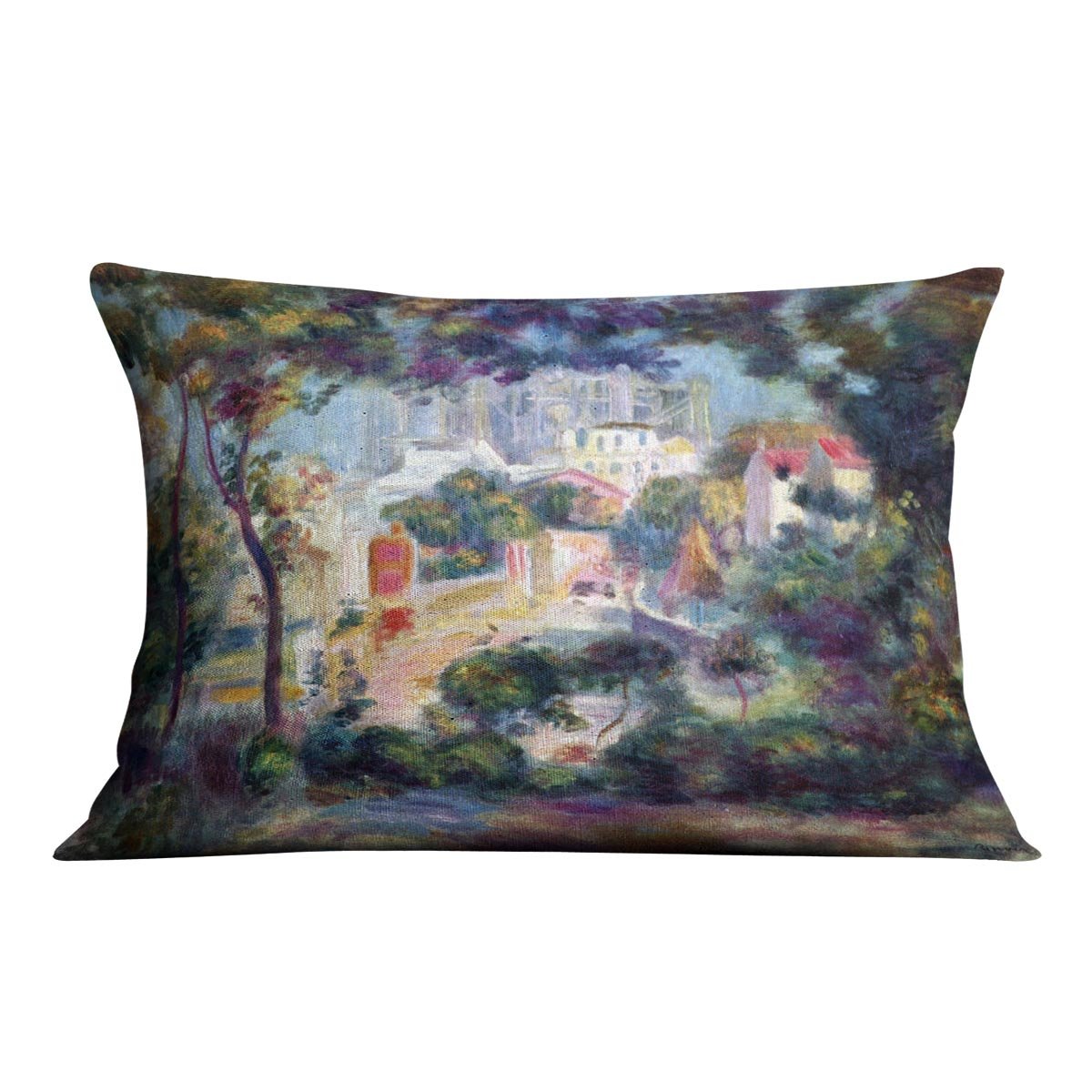 Landscape with a view of the Sacred Heart by Renoir Throw Pillow