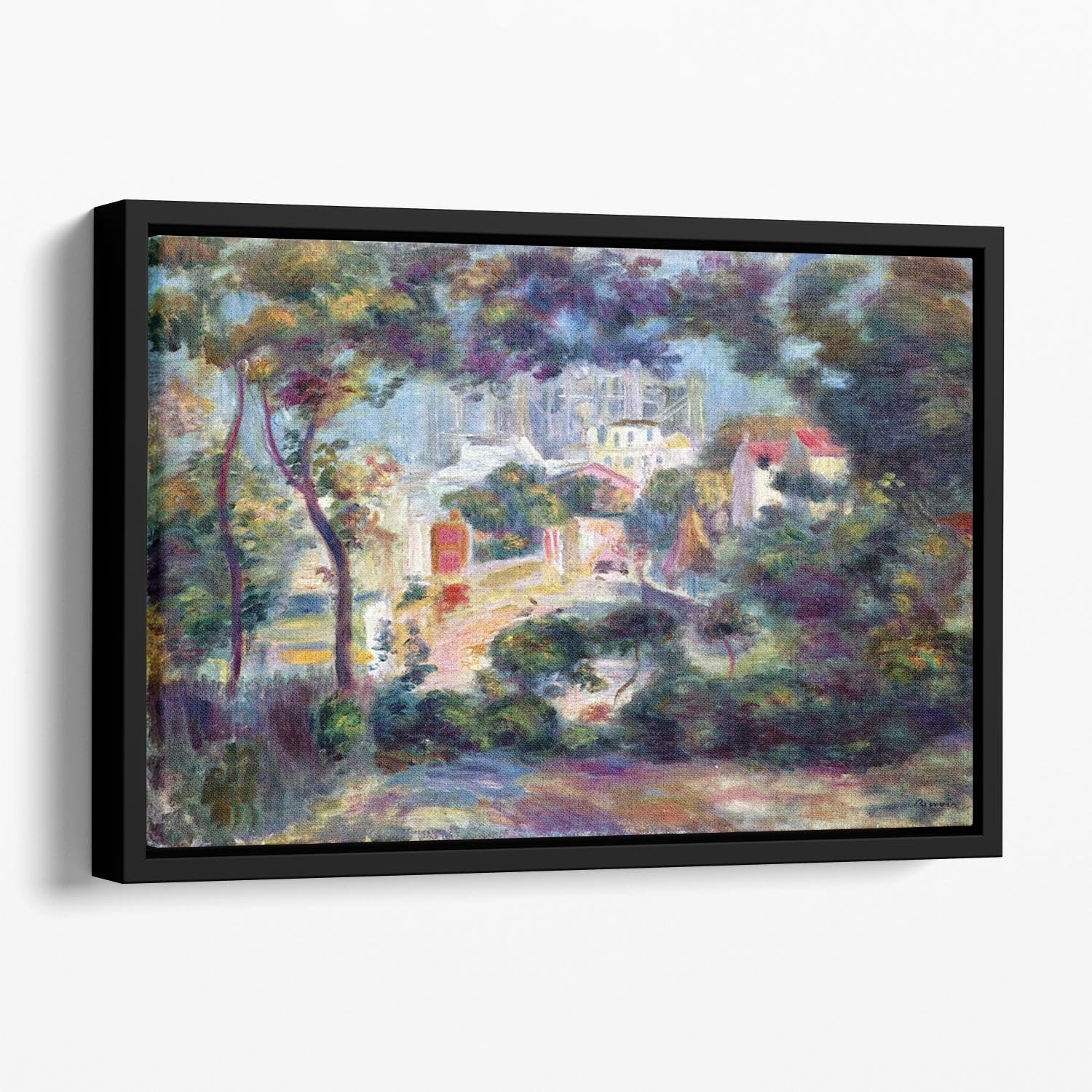 Landscape with a view of the Sacred Heart by Renoir Floating Framed Canvas