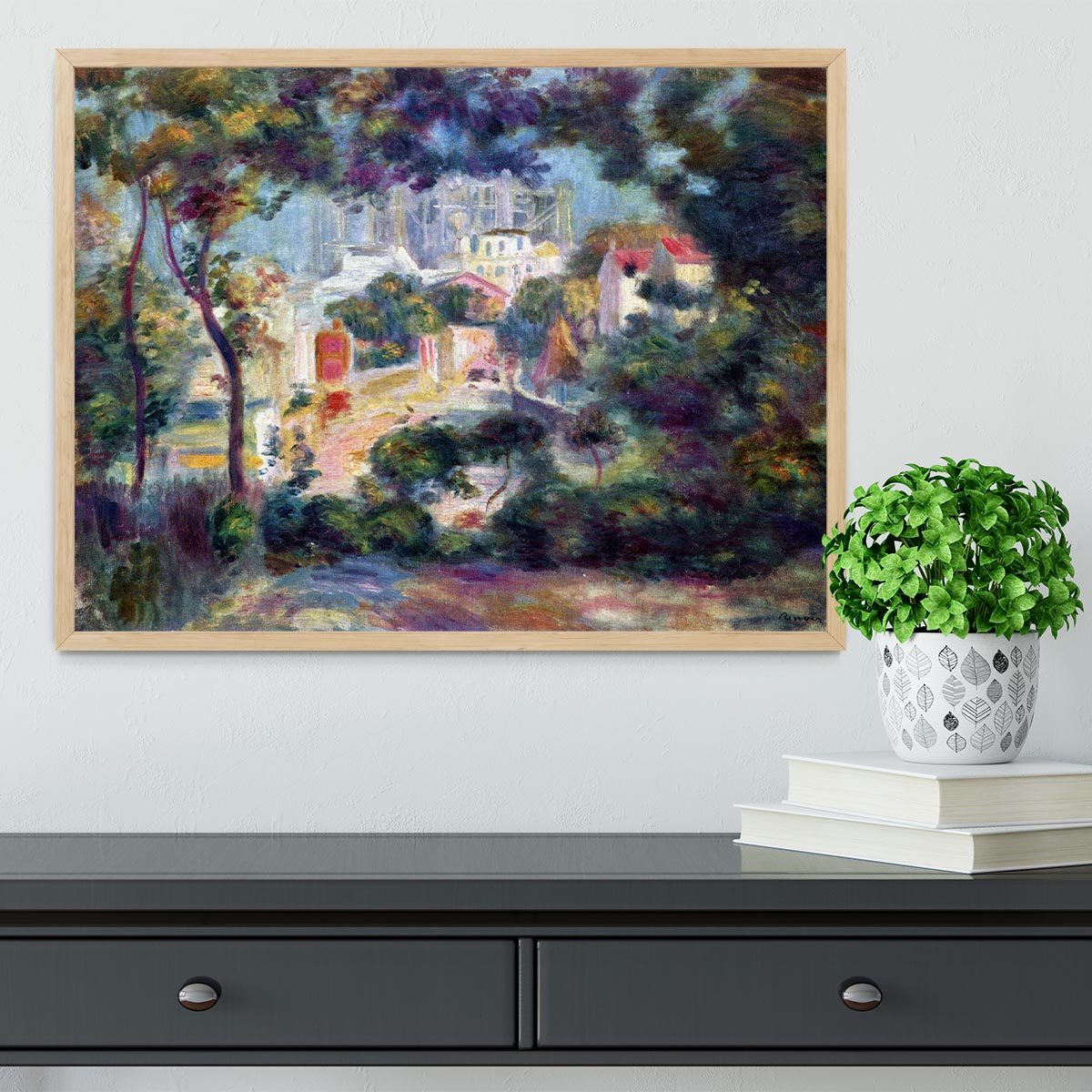 Landscape with a view of the Sacred Heart by Renoir Framed Print - Canvas Art Rocks - 4