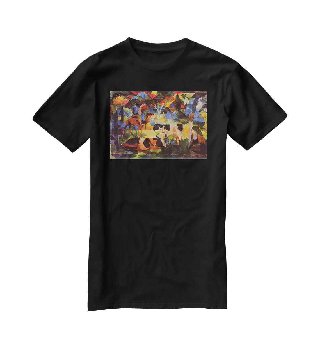 Landscape with cows and camels by Macke T-Shirt - Canvas Art Rocks - 1