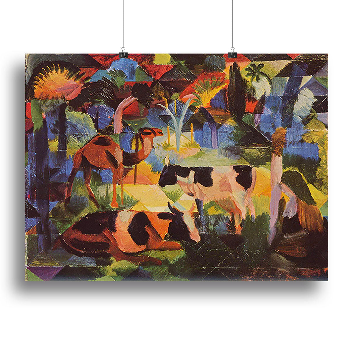 Landscape with cows and camels by Macke Canvas Print or Poster - Canvas Art Rocks - 2