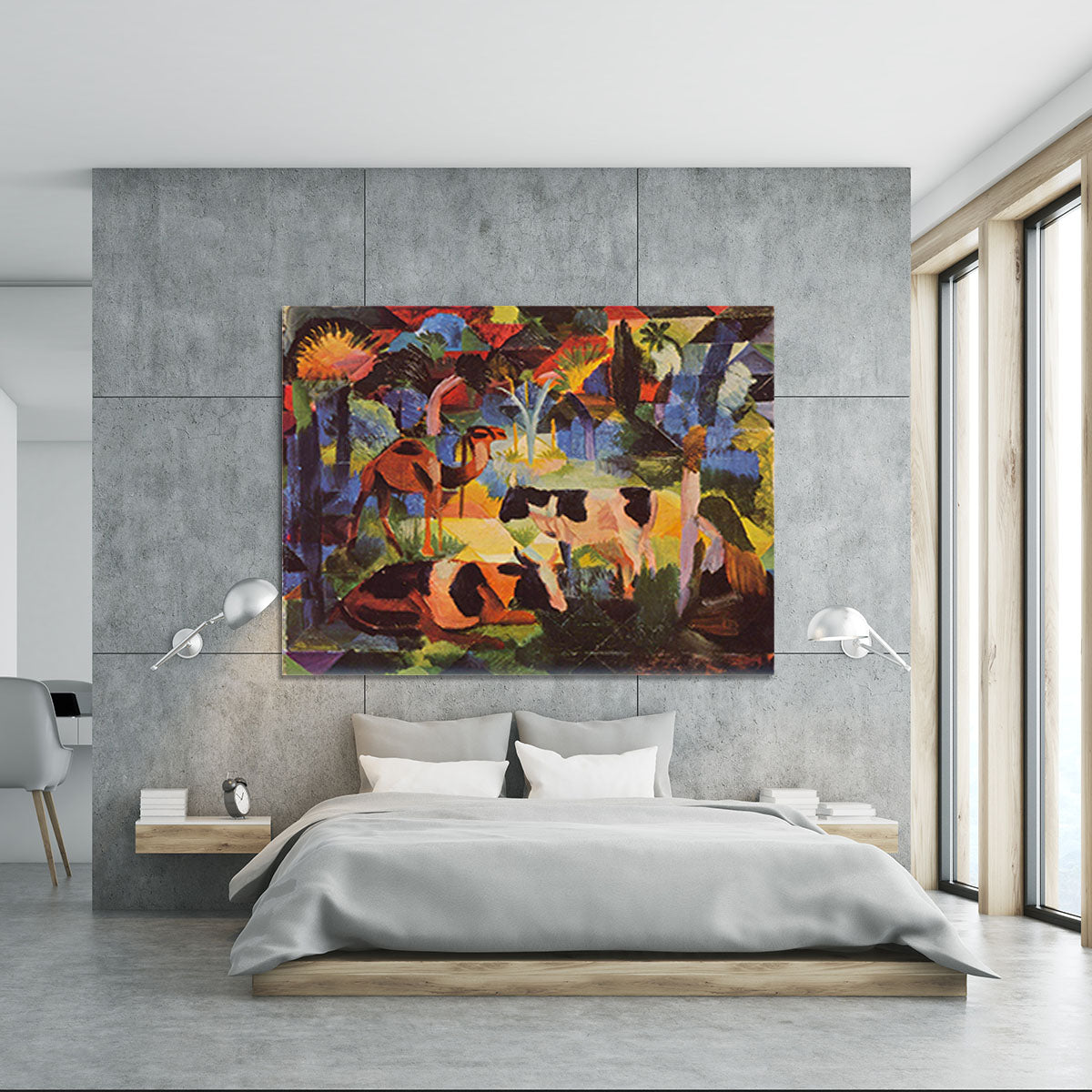 Landscape with cows and camels by Macke Canvas Print or Poster - Canvas Art Rocks - 5