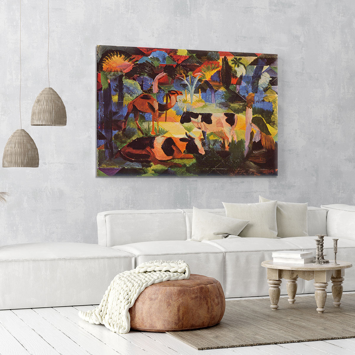 Landscape with cows and camels by Macke Canvas Print or Poster - Canvas Art Rocks - 6