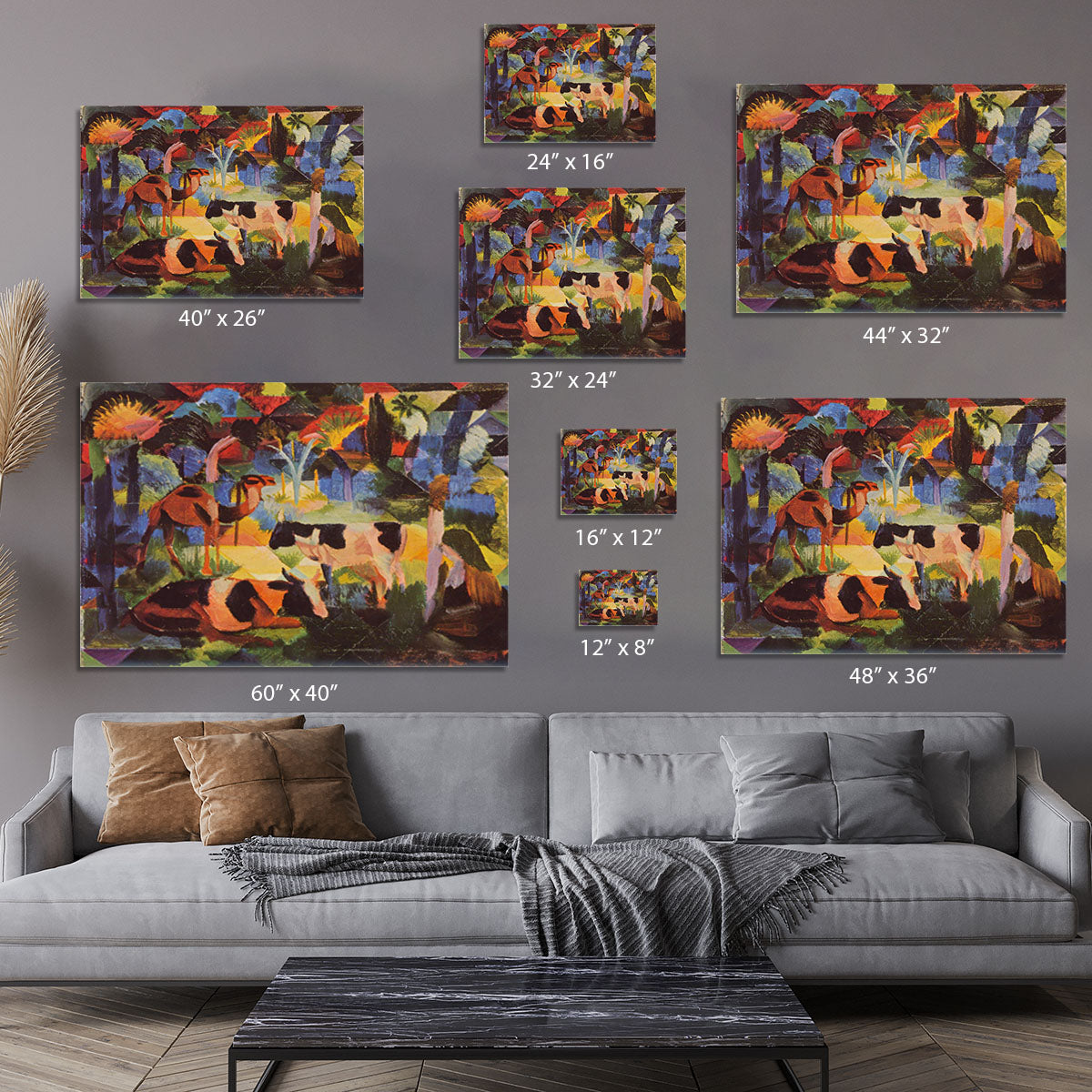 Landscape with cows and camels by Macke Canvas Print or Poster - Canvas Art Rocks - 7