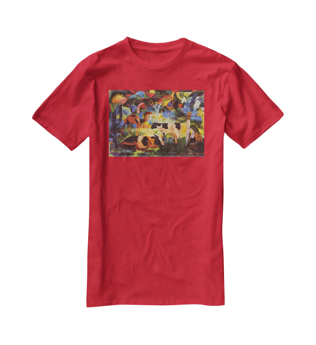 Landscape with cows and camels by Macke T-Shirt - Canvas Art Rocks - 4