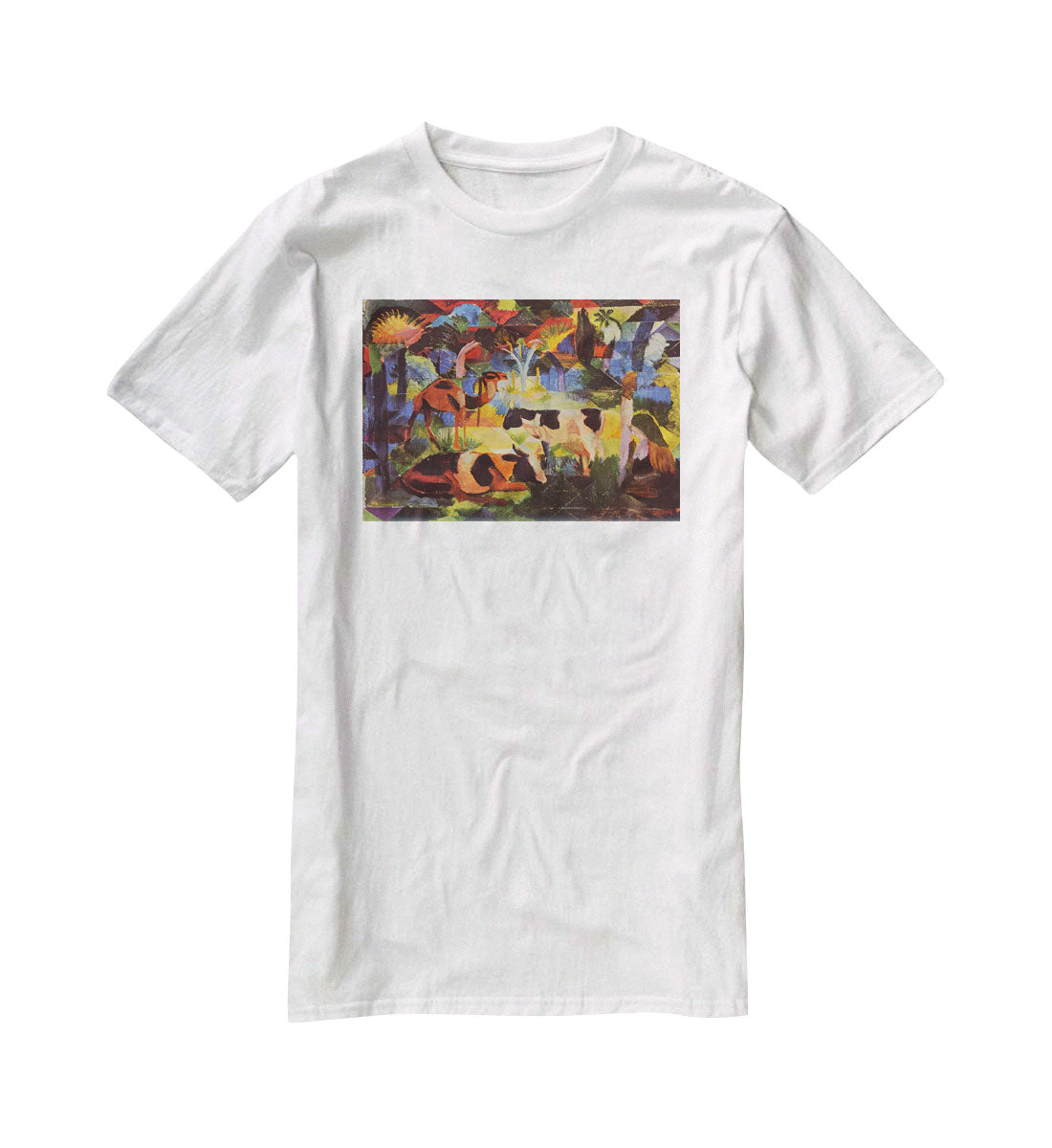 Landscape with cows and camels by Macke T-Shirt - Canvas Art Rocks - 5