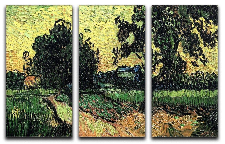Landscape with the Chateau of Auvers at Sunset by Van Gogh 3 Split Panel Canvas Print - Canvas Art Rocks - 4