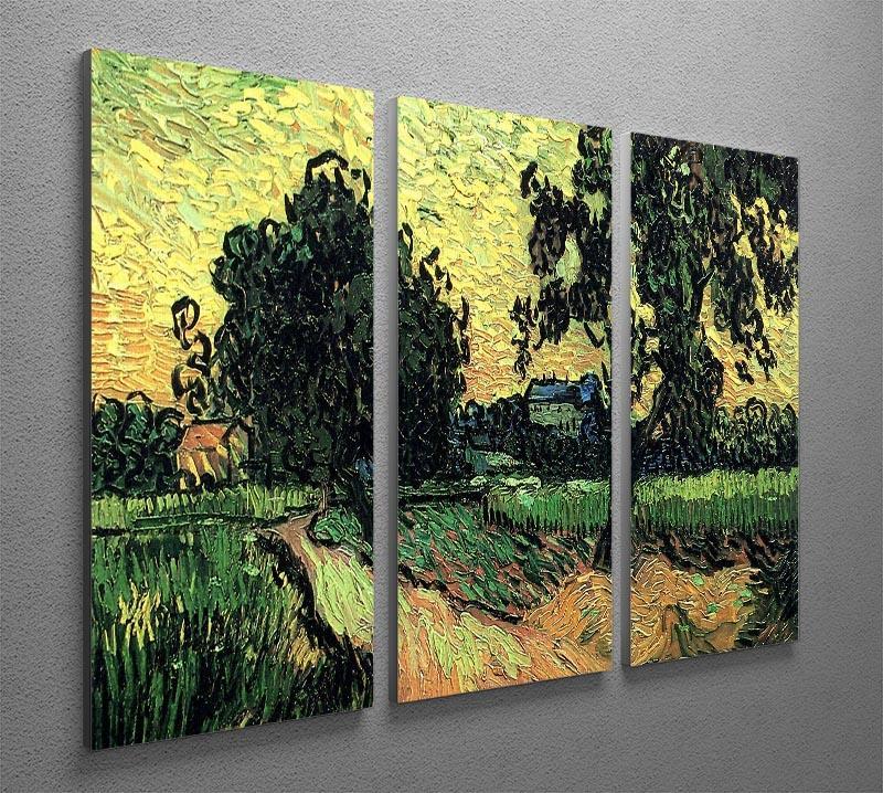 Landscape with the Chateau of Auvers at Sunset by Van Gogh 3 Split Panel Canvas Print - Canvas Art Rocks - 4