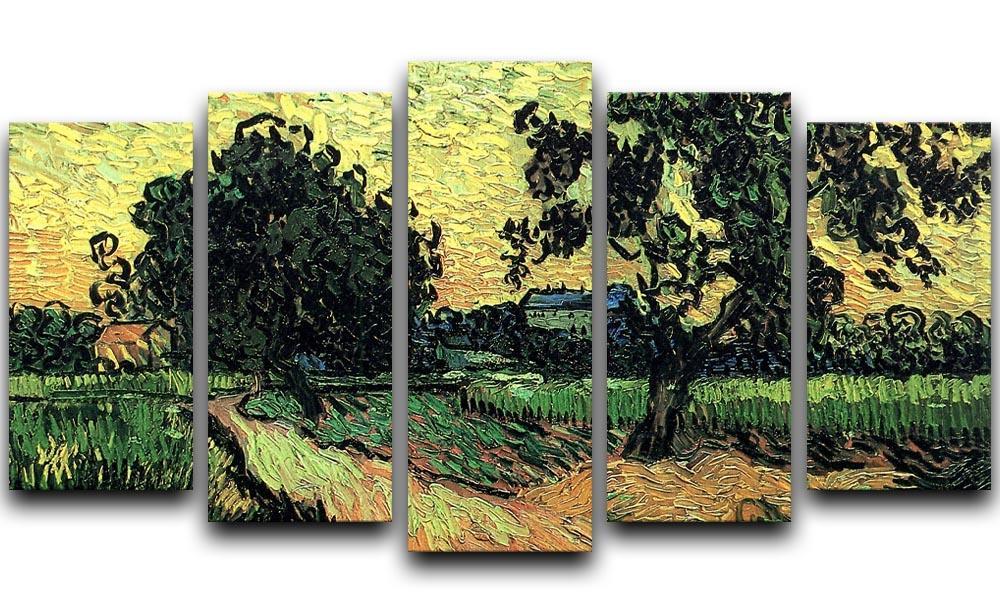 Landscape with the Chateau of Auvers at Sunset by Van Gogh 5 Split Panel Canvas  - Canvas Art Rocks - 1