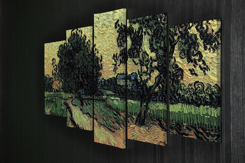 Landscape with the Chateau of Auvers at Sunset by Van Gogh 5 Split Panel Canvas - Canvas Art Rocks - 2