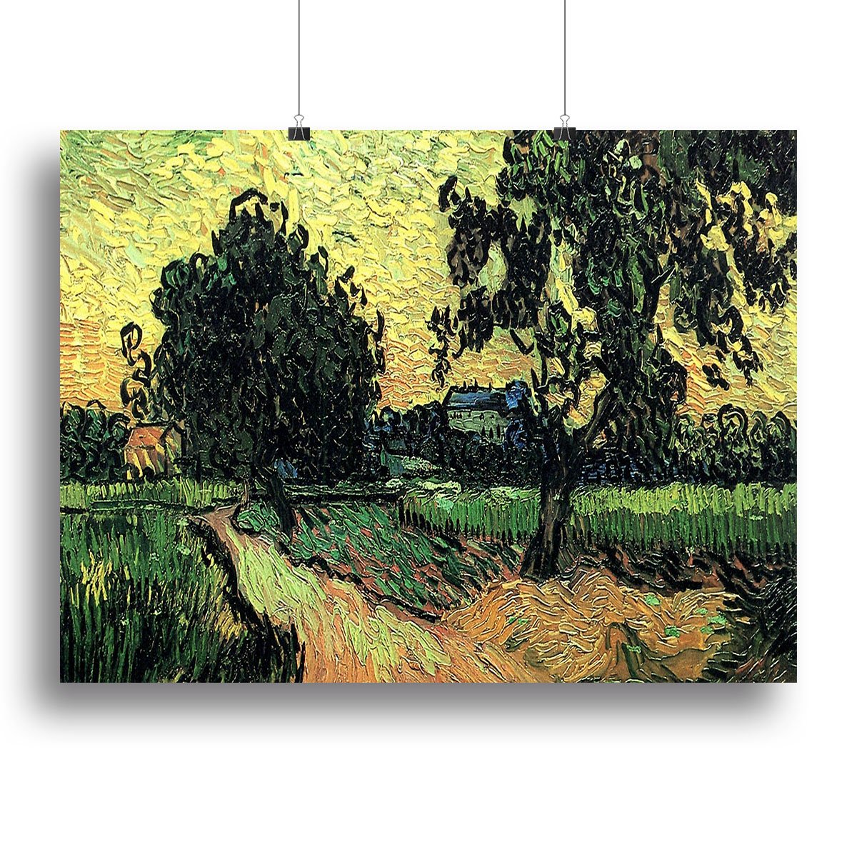 Landscape with the Chateau of Auvers at Sunset by Van Gogh Canvas Print or Poster