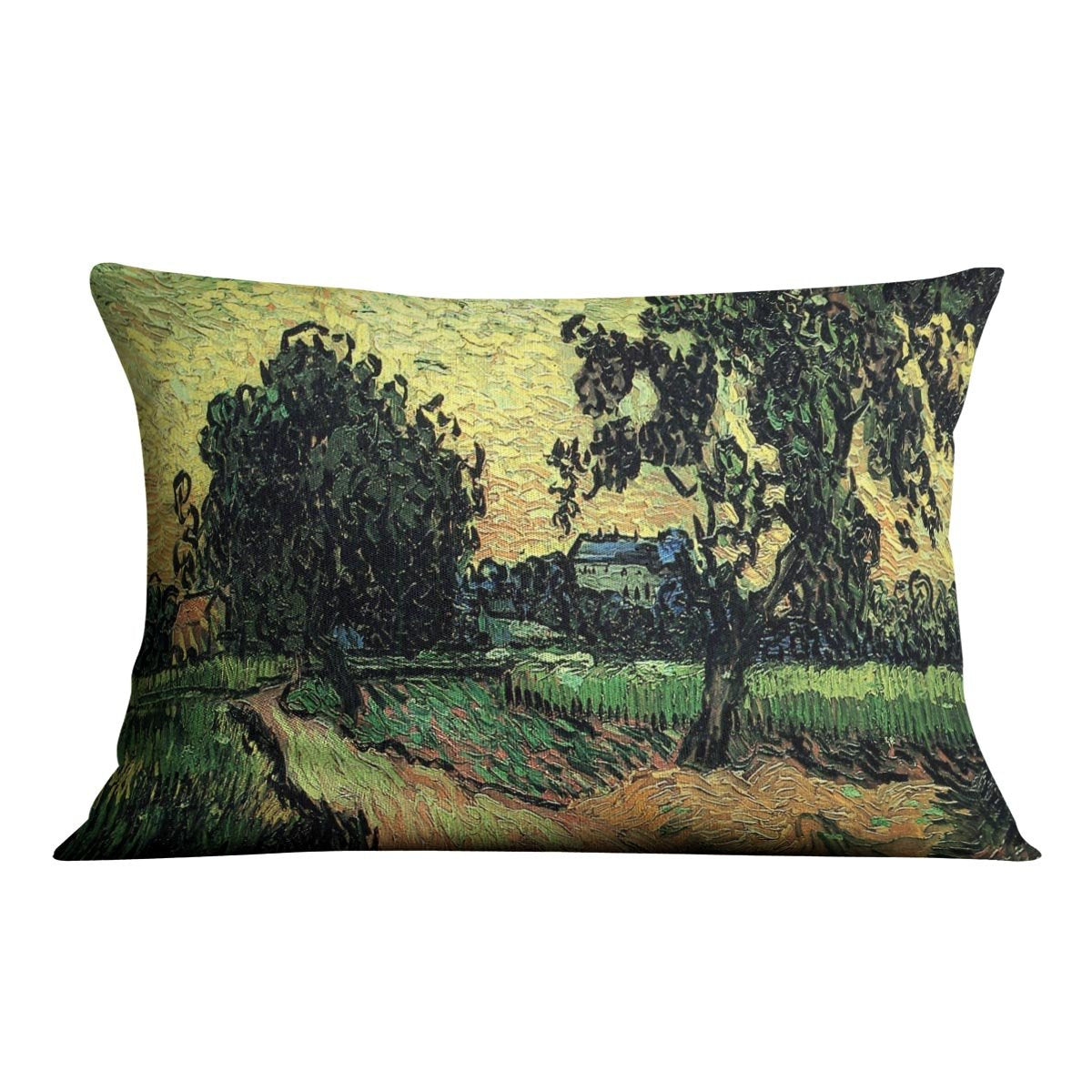 Landscape with the Chateau of Auvers at Sunset by Van Gogh Throw Pillow
