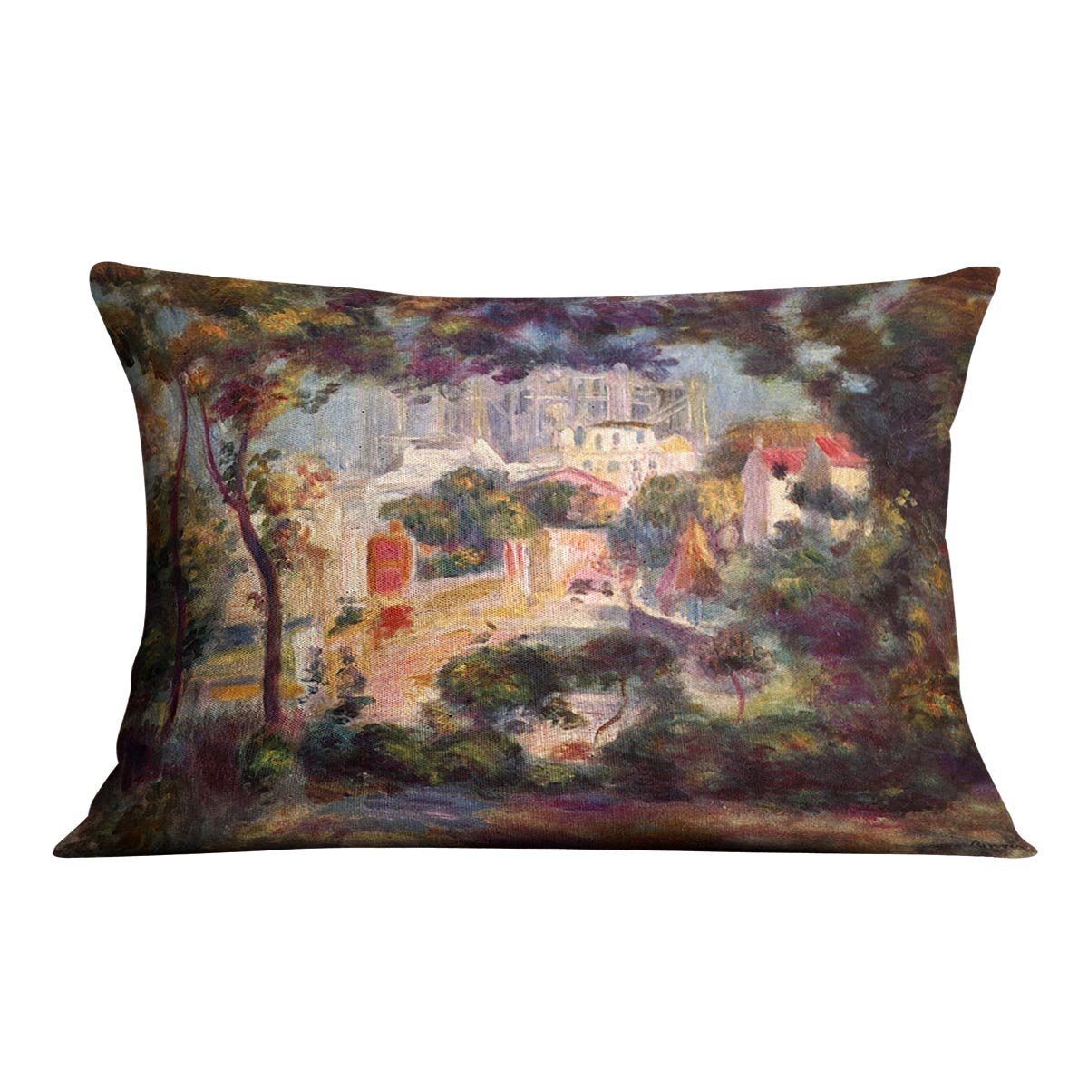 Landscape with the view of Sacre Coeur by Renoir Throw Pillow