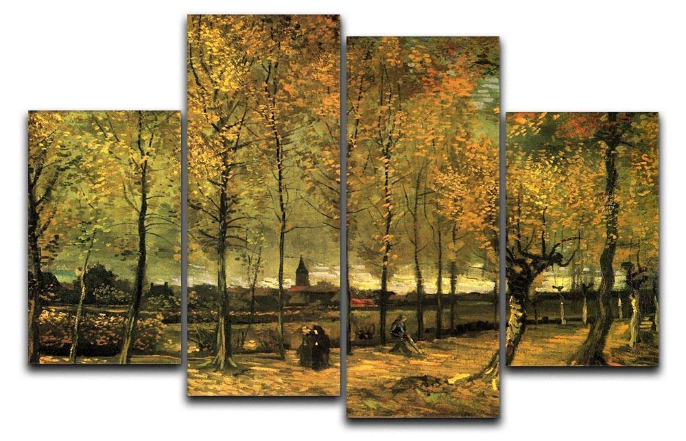 Lane with Poplars by Van Gogh 4 Split Panel Canvas  - Canvas Art Rocks - 1