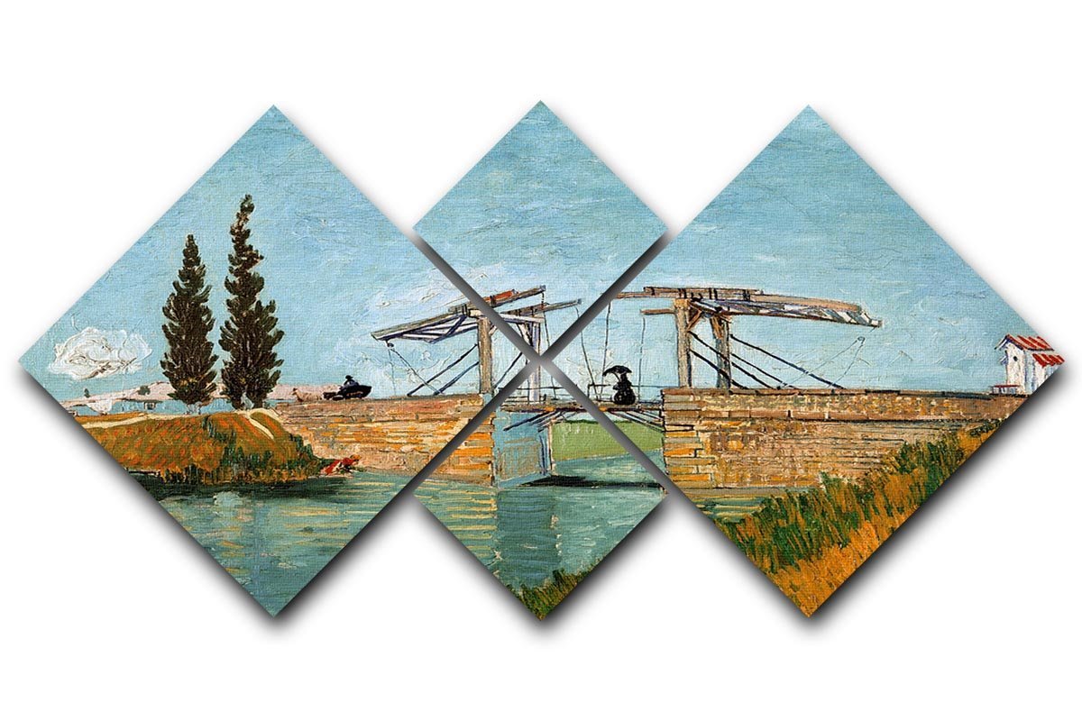 Langlois Bridge by Van Gogh 4 Square Multi Panel Canvas  - Canvas Art Rocks - 1