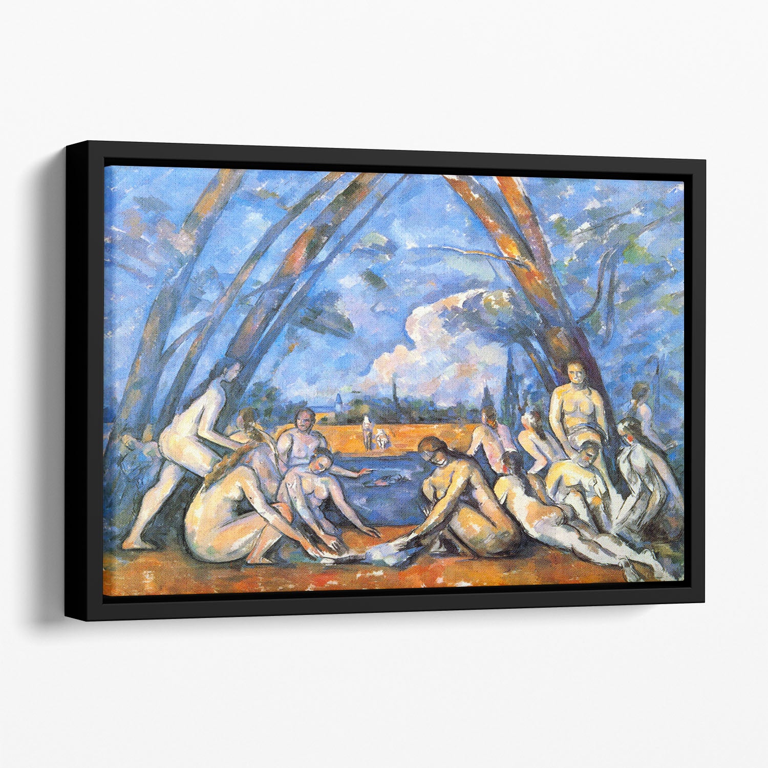 Large Bathers 2 by Cezanne Floating Framed Canvas - Canvas Art Rocks - 1