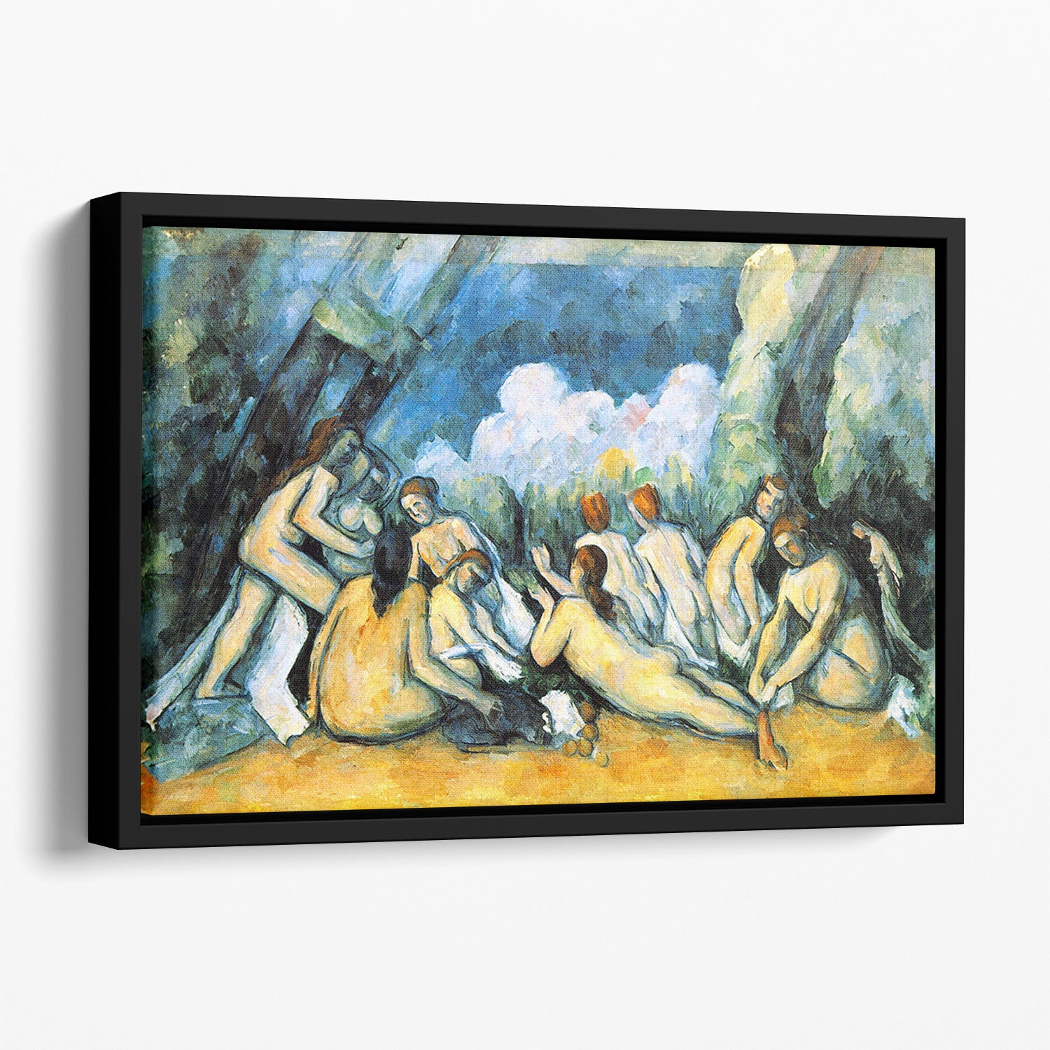 Large Bathers by Cezanne Floating Framed Canvas - Canvas Art Rocks - 1