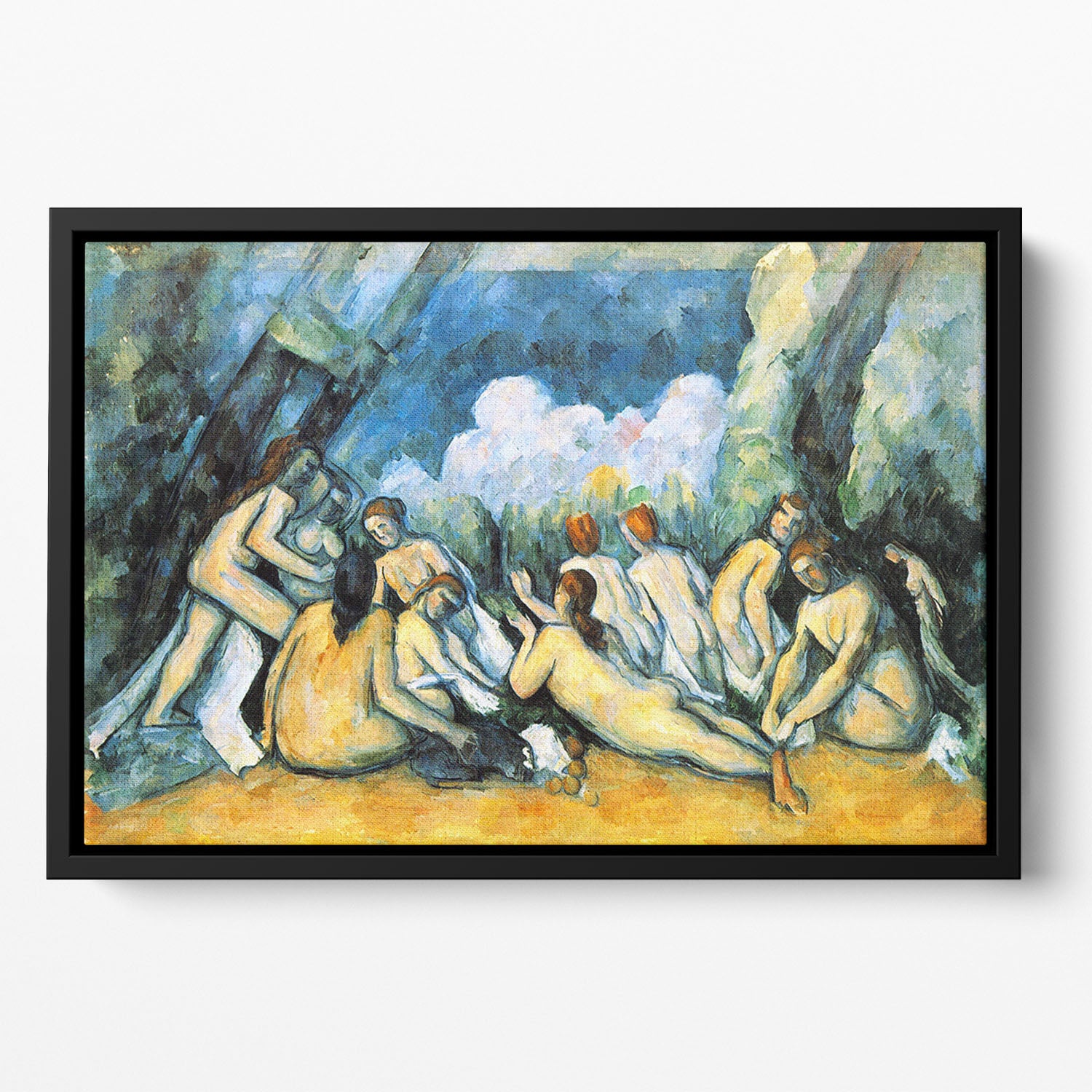 Large Bathers by Cezanne Floating Framed Canvas - Canvas Art Rocks - 2