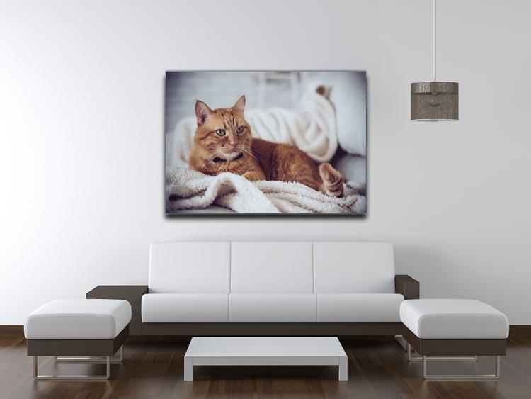 Large home fluffy ginger cat lying on the sofa Canvas Print or Poster - Canvas Art Rocks - 4