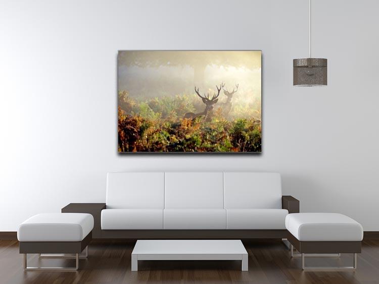 Large red deer stag in mist Canvas Print or Poster - Canvas Art Rocks - 4