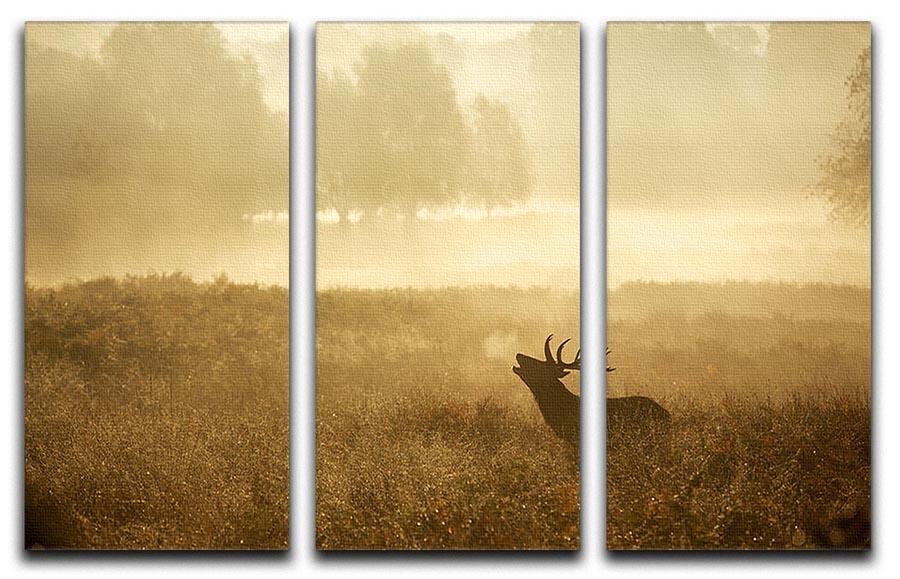 Large red deer stag silhouette in autumn 3 Split Panel Canvas Print - Canvas Art Rocks - 1