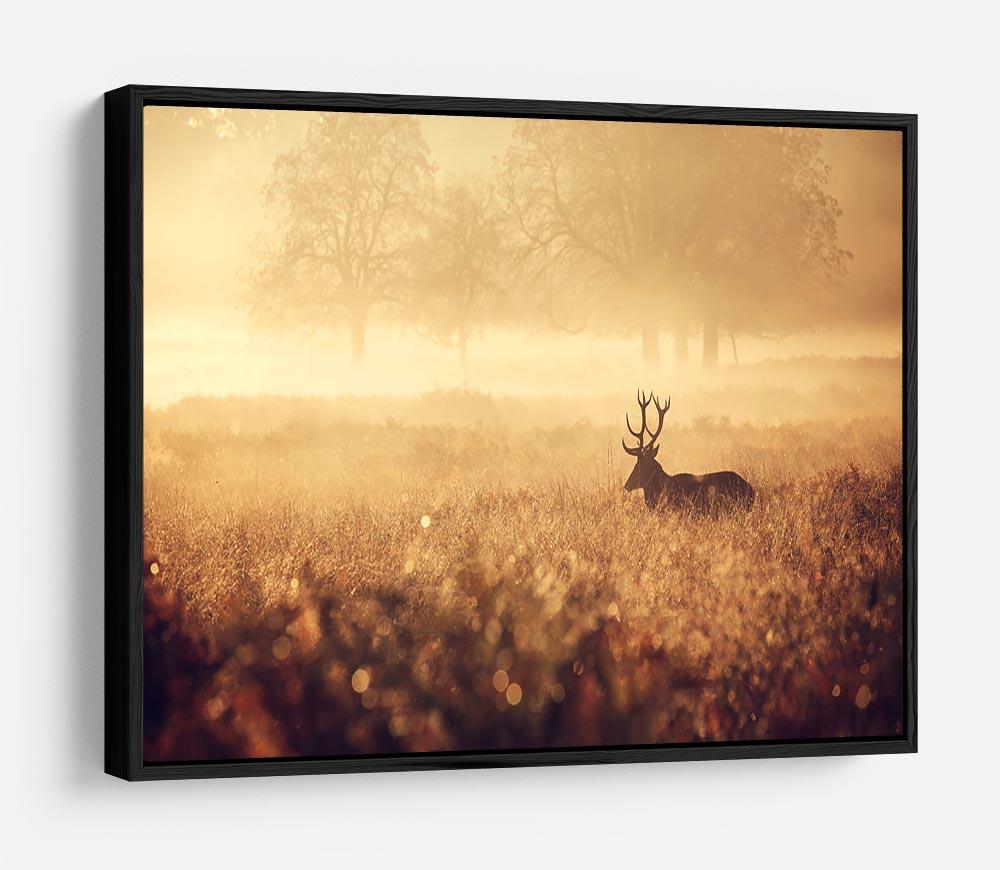 Large red deer stag silhouette in autumn mist HD Metal Print - Canvas Art Rocks - 6