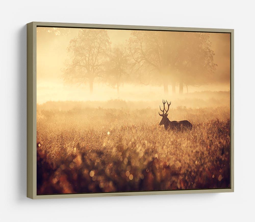 Large red deer stag silhouette in autumn mist HD Metal Print - Canvas Art Rocks - 8