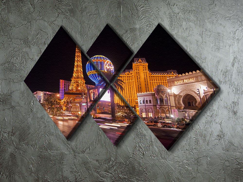 Las Vegas Blvd at Flamingo 4 Square Multi Panel Canvas  - Canvas Art Rocks - 2
