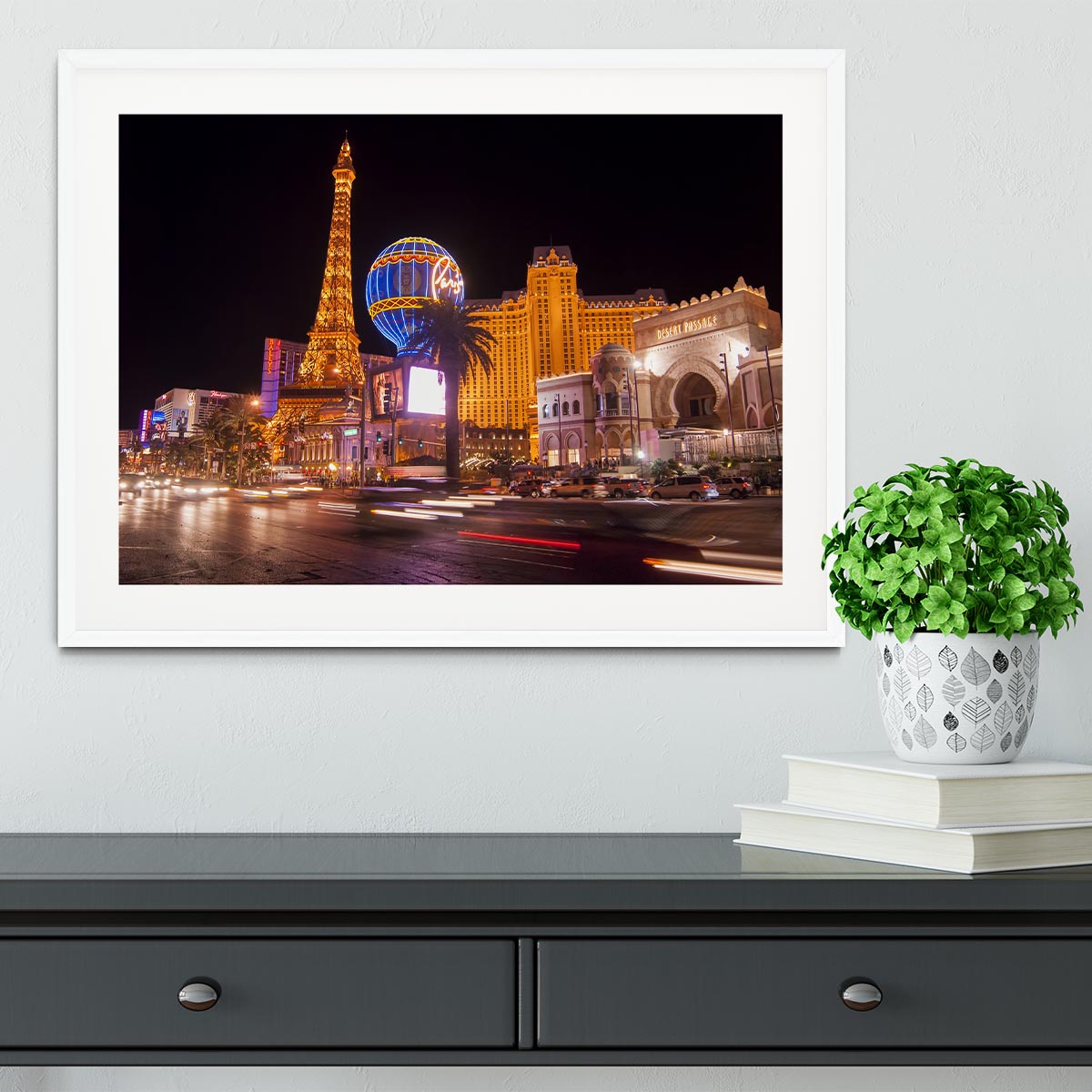 Las Vegas Blvd at Flamingo Framed Print - Canvas Art Rocks - 5