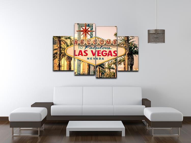 Las Vegas Welcomes You 4 Split Panel Canvas  - Canvas Art Rocks - 3