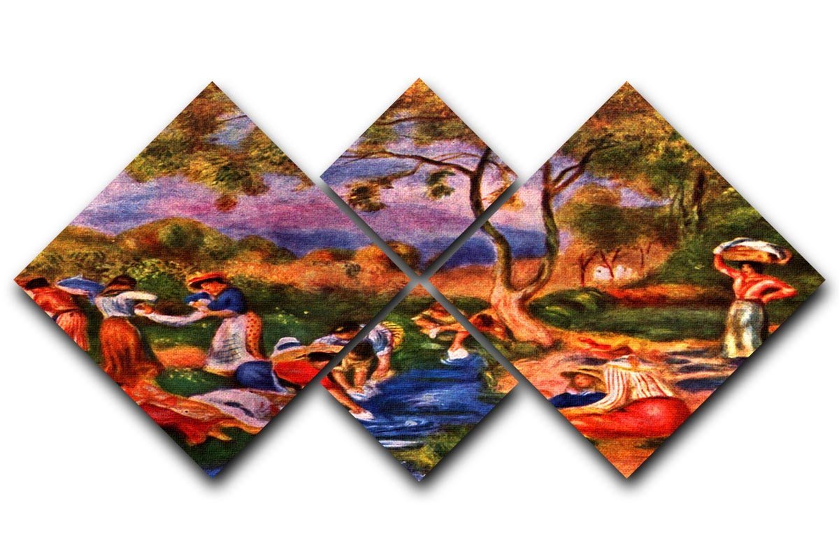 Laundresses by Renoir 4 Square Multi Panel Canvas  - Canvas Art Rocks - 1