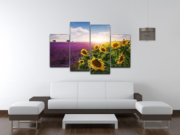 Lavender and sunflowers fields 4 Split Panel Canvas  - Canvas Art Rocks - 3