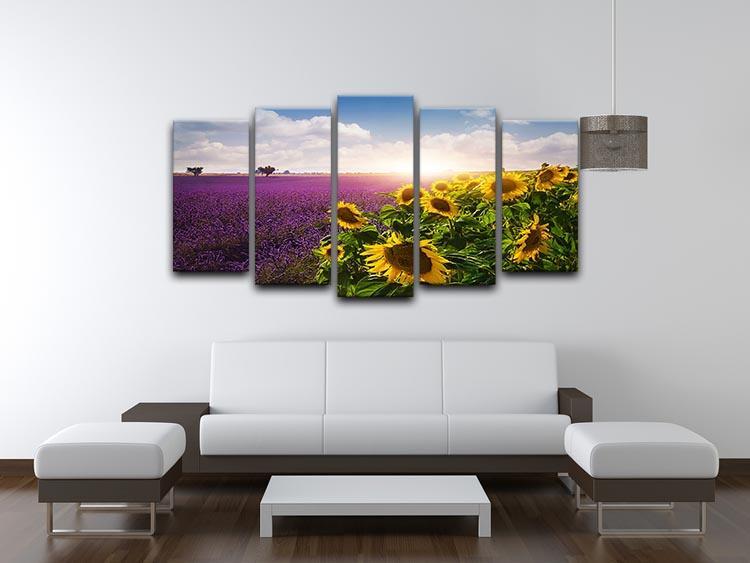 Lavender and sunflowers fields 5 Split Panel Canvas  - Canvas Art Rocks - 3