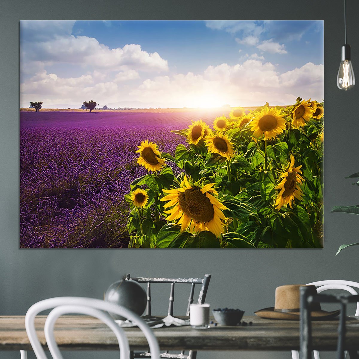 Lavender and sunflowers fields Canvas Print or Poster