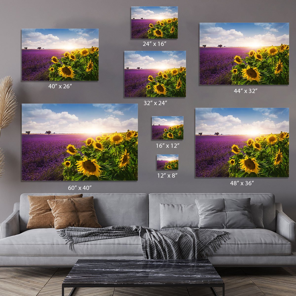 Lavender and sunflowers fields Canvas Print or Poster