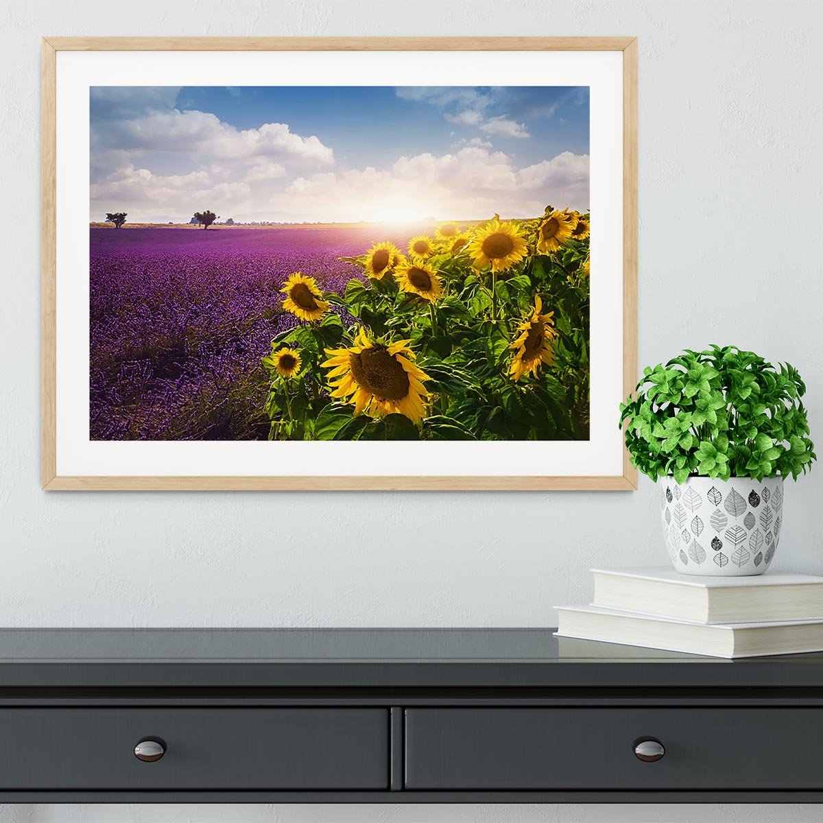 Lavender and sunflowers fields Framed Print - Canvas Art Rocks - 3