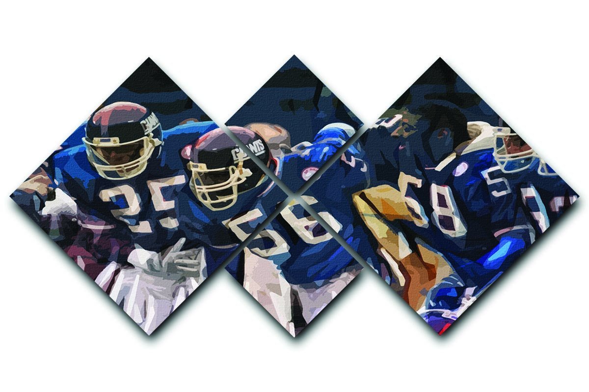 Lawrence Taylor New York Giants 4 Square Multi Panel Canvas  - Canvas Art Rocks - 1