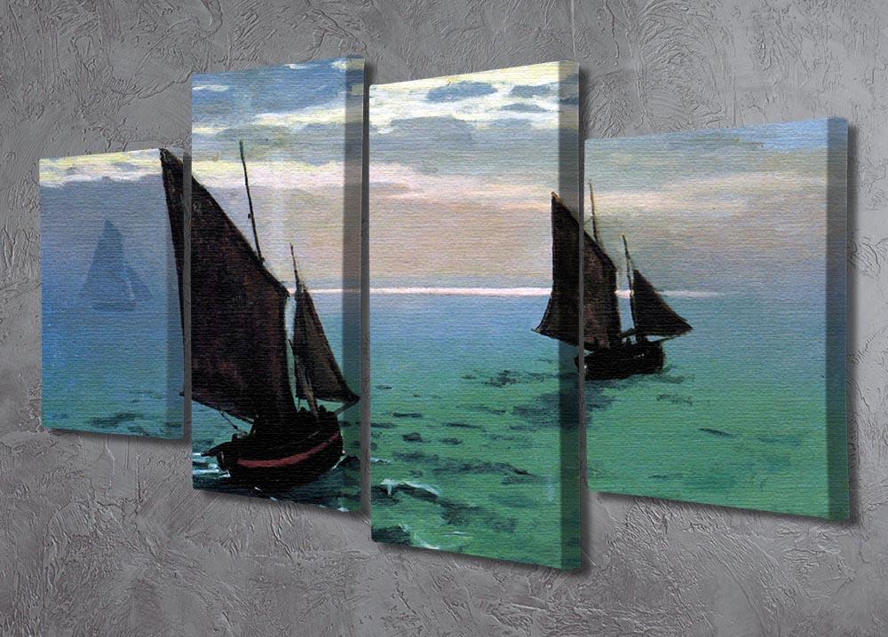 Le Havre exit the fishing boats from the port by Monet 4 Split Panel Canvas - Canvas Art Rocks - 2