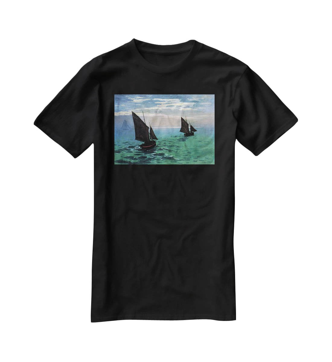 Le Havre exit the fishing boats from the port by Monet T-Shirt - Canvas Art Rocks - 1