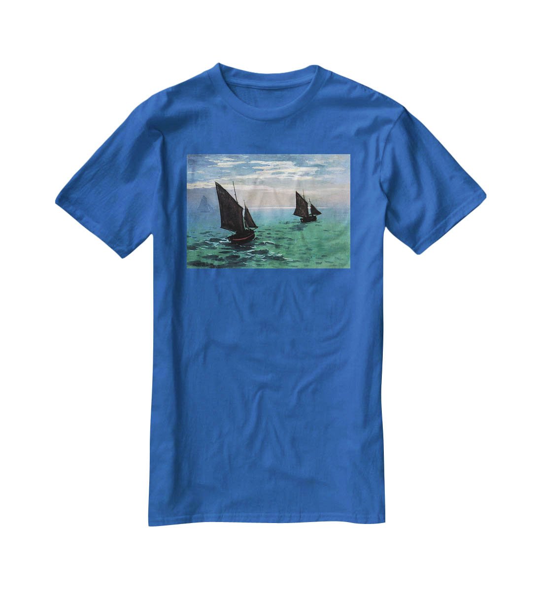 Le Havre exit the fishing boats from the port by Monet T-Shirt - Canvas Art Rocks - 2