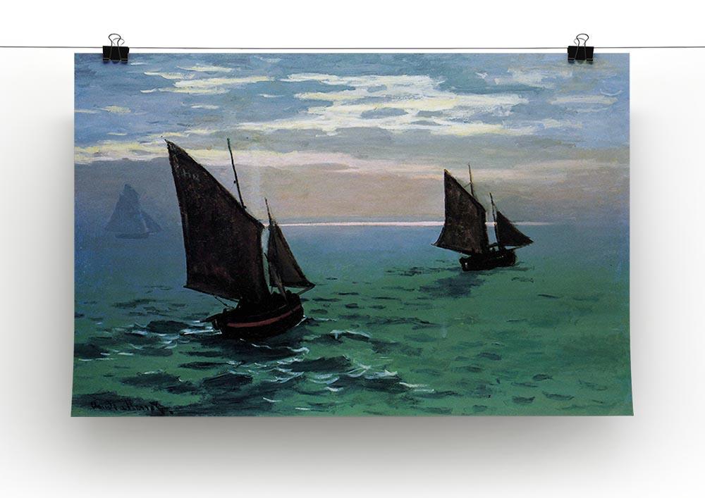 Le Havre exit the fishing boats from the port by Monet Canvas Print & Poster - Canvas Art Rocks - 2