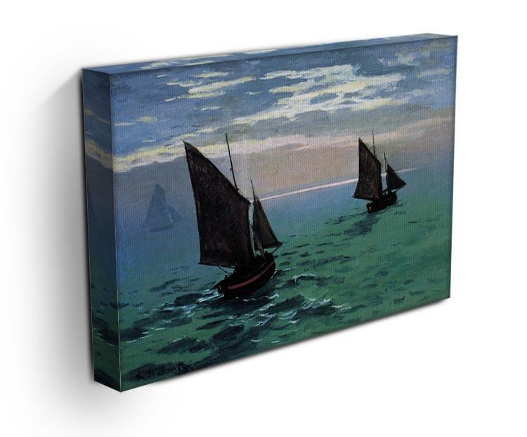 Le Havre exit the fishing boats from the port by Monet Canvas Print & Poster - Canvas Art Rocks - 3