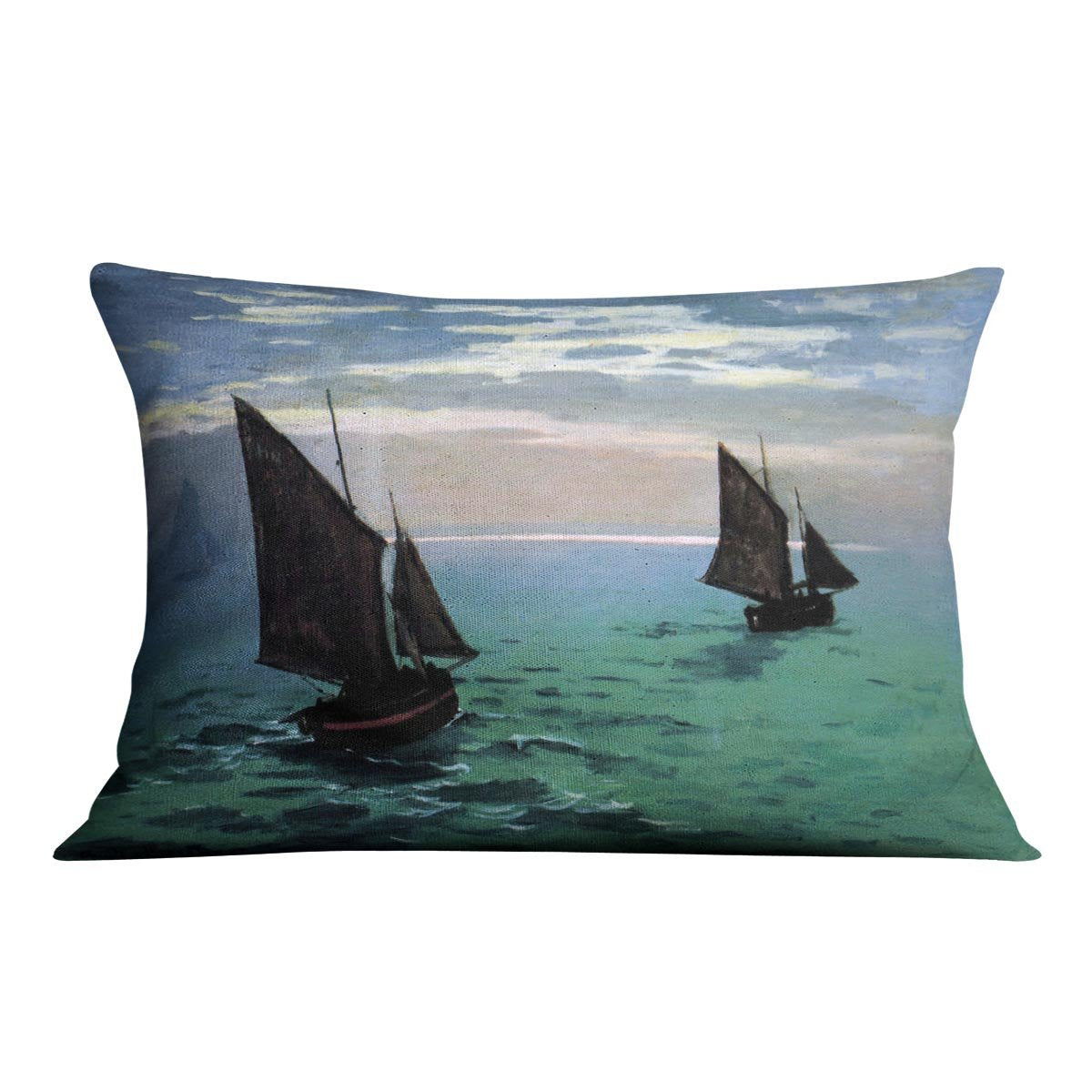 Le Havre exit the fishing boats from the port by Monet Throw Pillow
