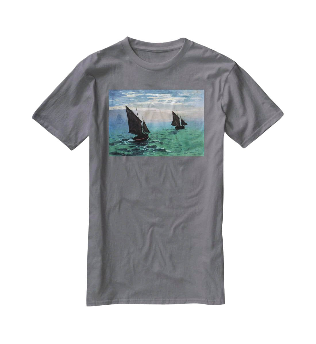 Le Havre exit the fishing boats from the port by Monet T-Shirt - Canvas Art Rocks - 3