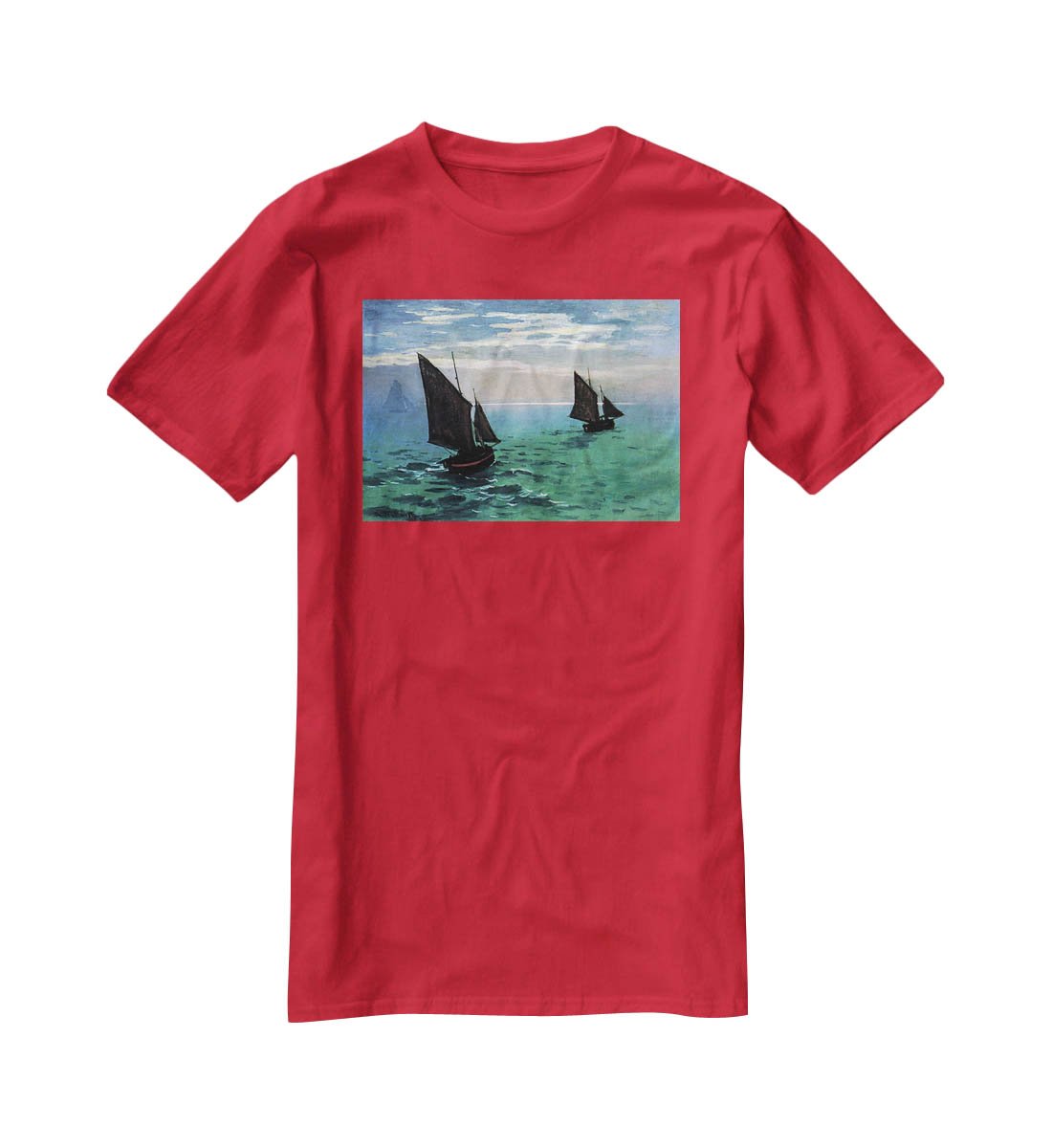 Le Havre exit the fishing boats from the port by Monet T-Shirt - Canvas Art Rocks - 4