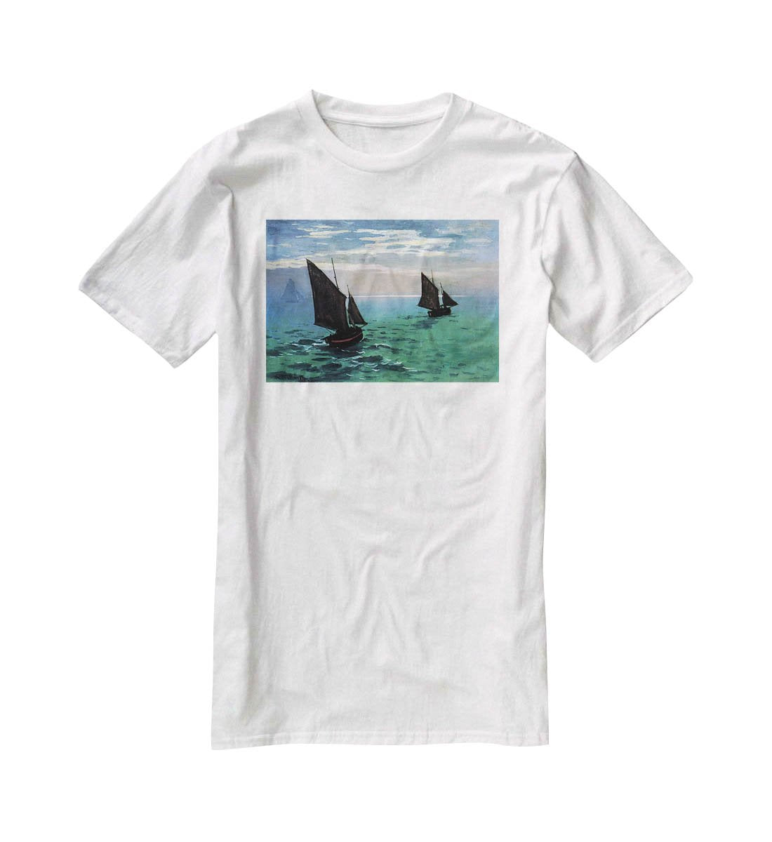 Le Havre exit the fishing boats from the port by Monet T-Shirt - Canvas Art Rocks - 5
