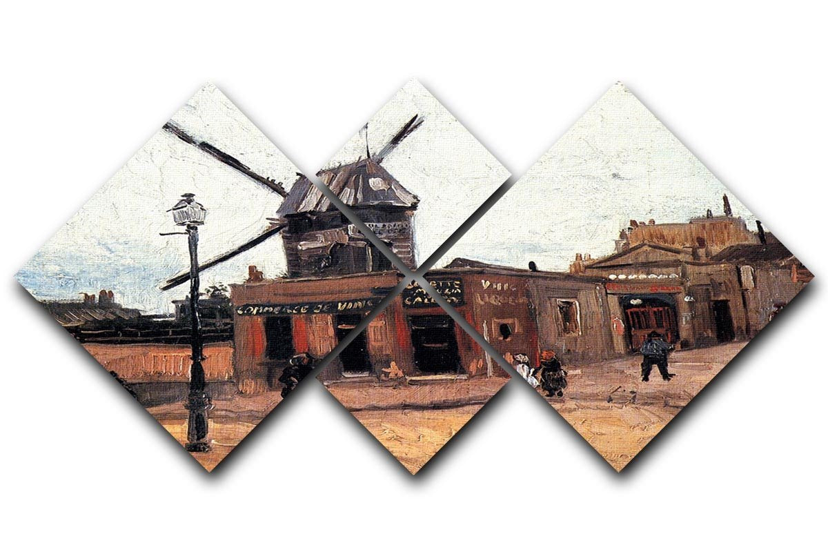 Le Moulin de la Galette 3 by Van Gogh 4 Square Multi Panel Canvas  - Canvas Art Rocks - 1